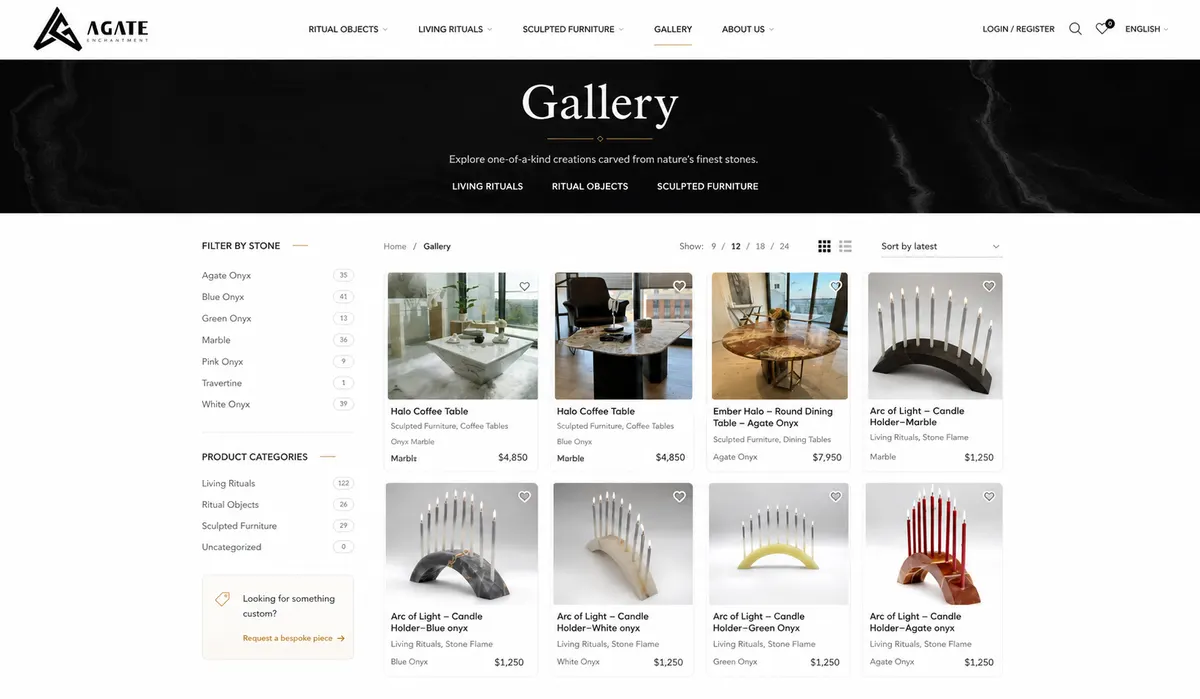 Agate Art product listing experience